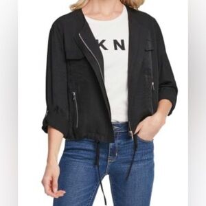 DKNY Sz XL Soft Shell Moto Zipper Closure  Uncollared Convertible Sleeve Javkey